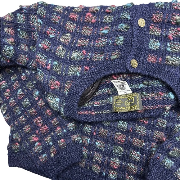 Southwool Hand Knit Wool Cardigan Sweater Women Small MultiColor Made in Uruguay - Picture 6 of 7